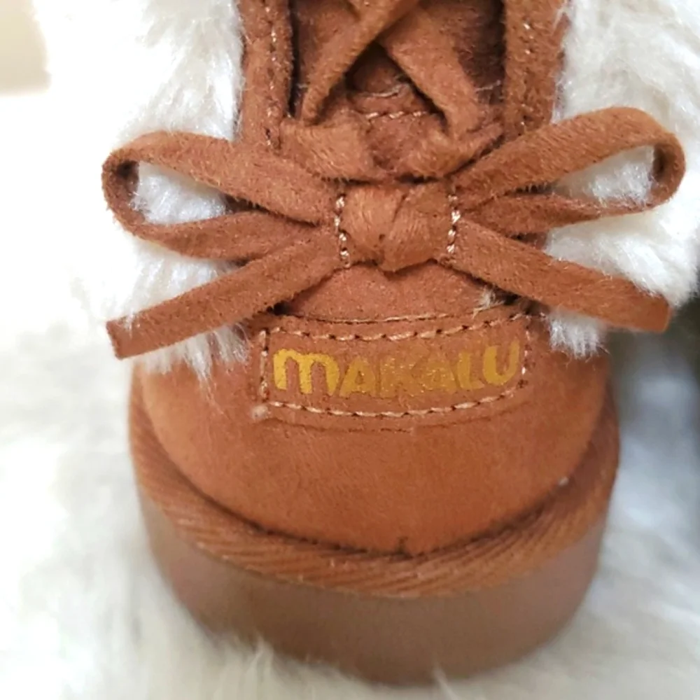 Makalu Halana Furry White and Brown Boots Size 8M